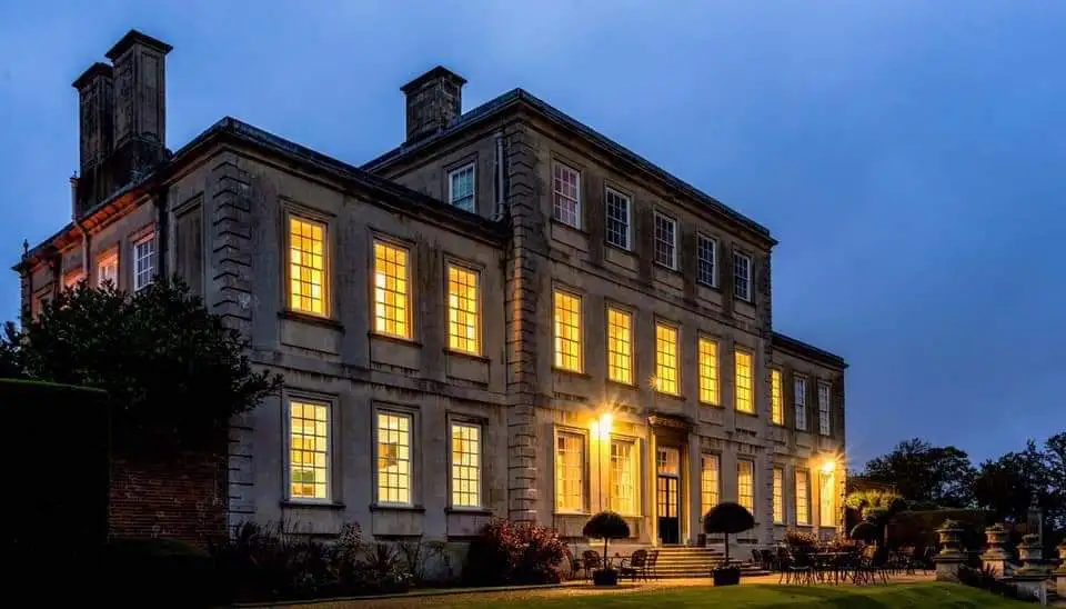 hall at night Harrowden Hall at night